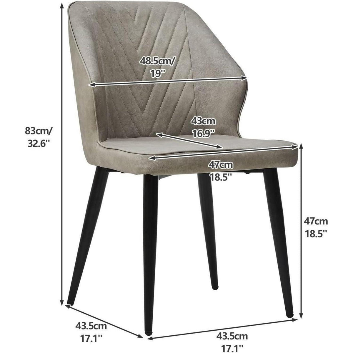 Gepolsterte Esszimmerstühle Set (2) – Hellgrau, Vintage Stil