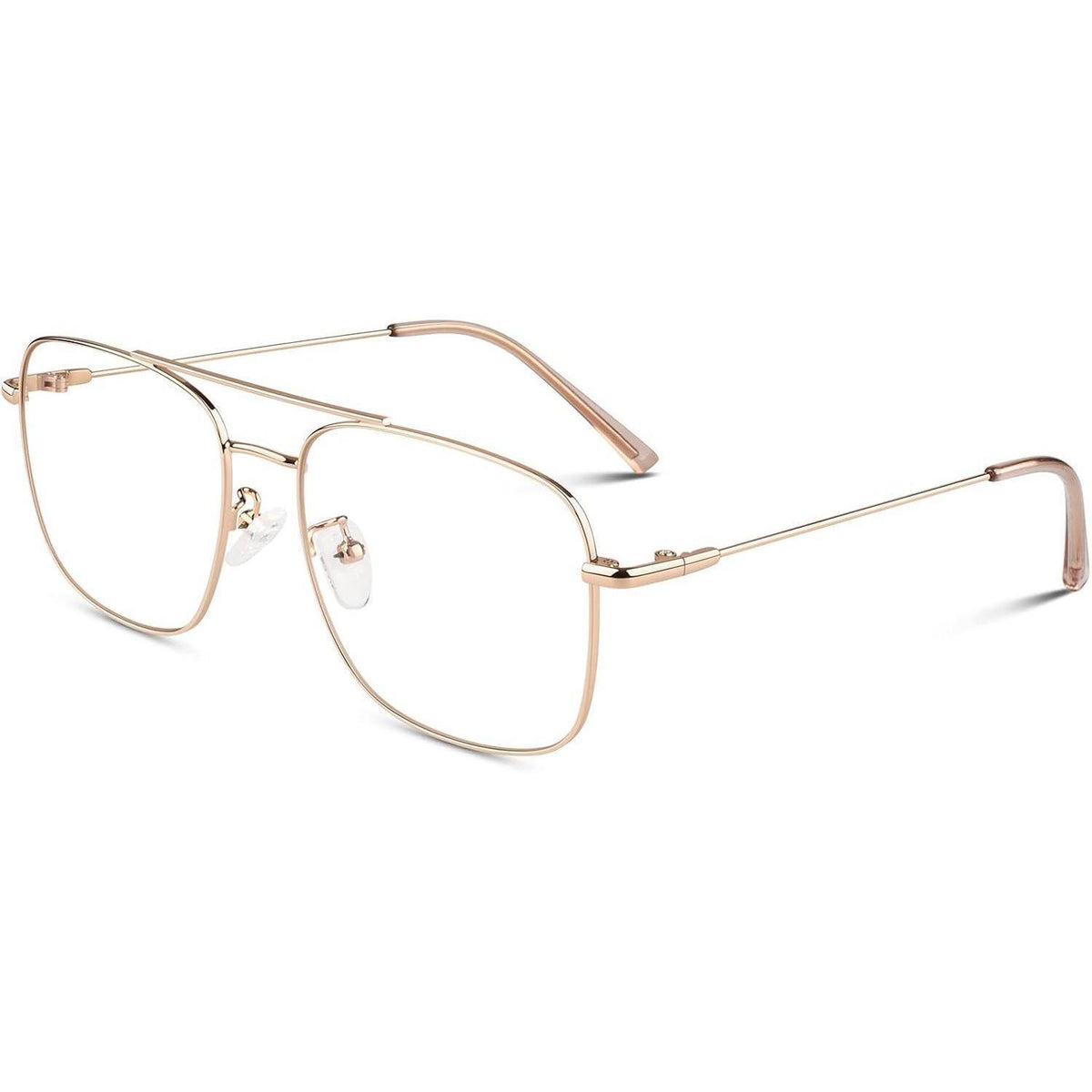 Pilotenbrille ohne Sehstärke, Metallrahmen, Vintage Stil, Gold