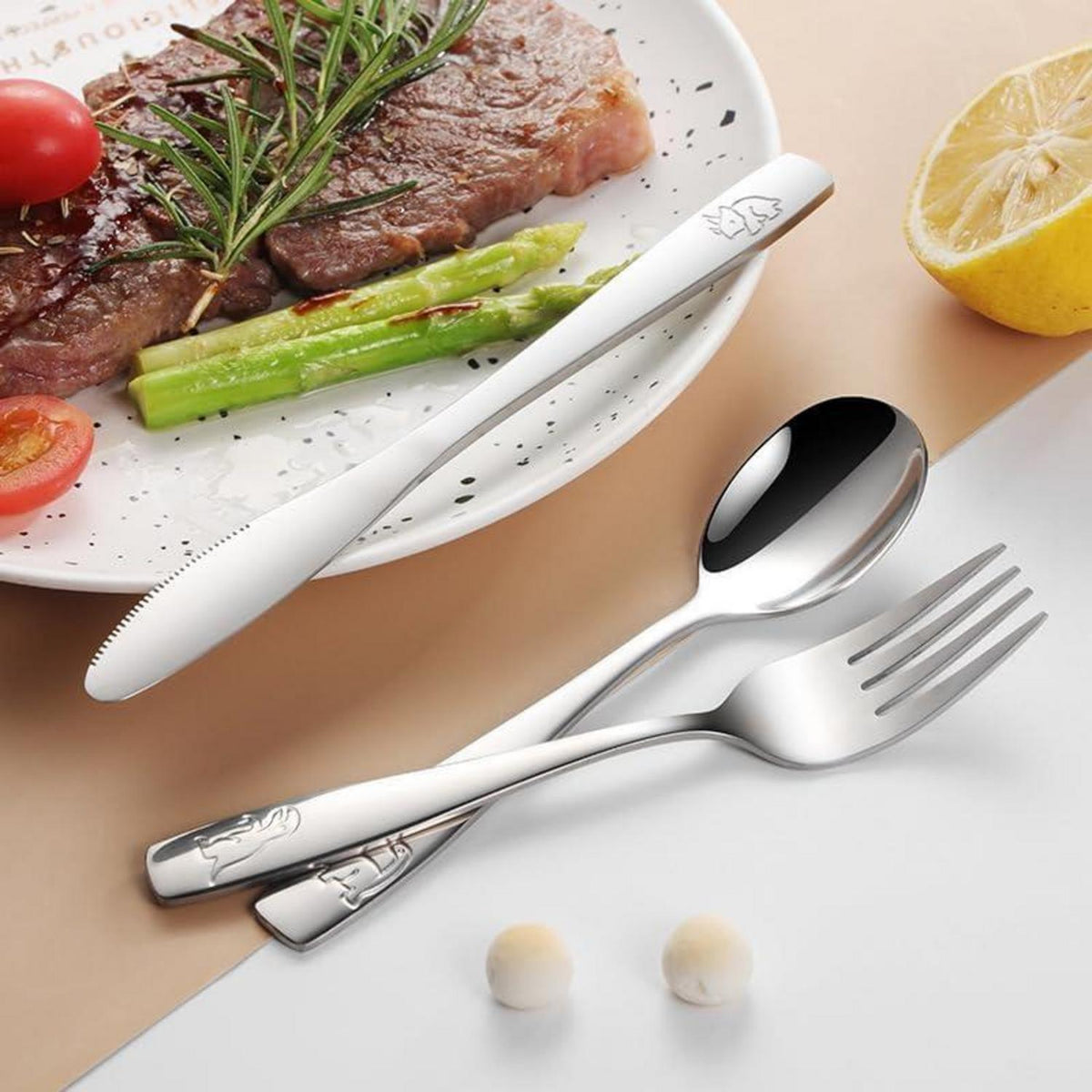 Kinderbesteck-Set Edelstahl 3er Set für Jungen & Mädchen