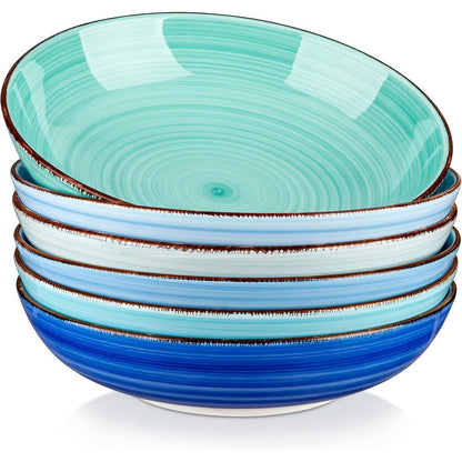 Suppenschalen Set 6er Steingut Bonita Pastateller 38 OZ Blau