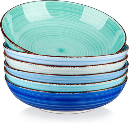 Suppenschalen Set Steingut Pastateller Nudelschalen Blau