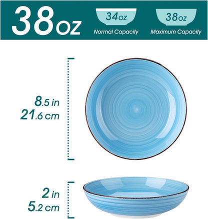Suppenschalen Set 6er Steingut Bonita Pastateller 38 OZ Blau