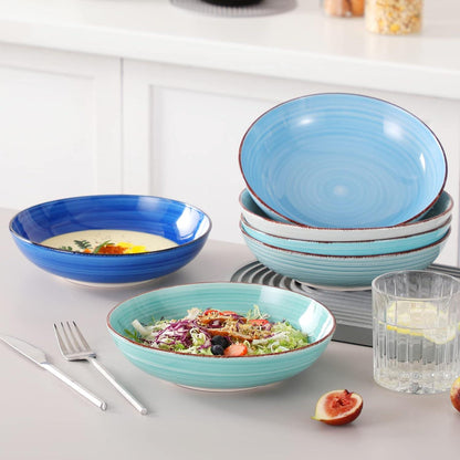 Suppenschalen Set 6-tlg. Steingut Blau 1140 ml Ø 21,6 cm
