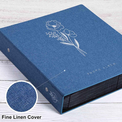 Großes Fotoalbum 1000 Fotos 10x15 Leinen Einstecken Blau