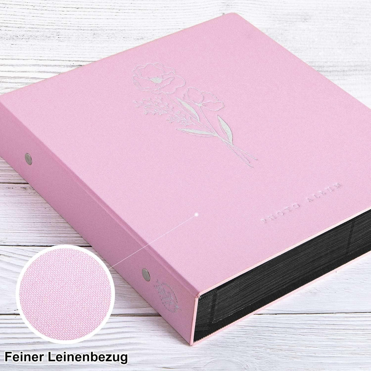 Großes XXL Leinen Fotoalbum für 1000 10x15 Fotos - Rosa