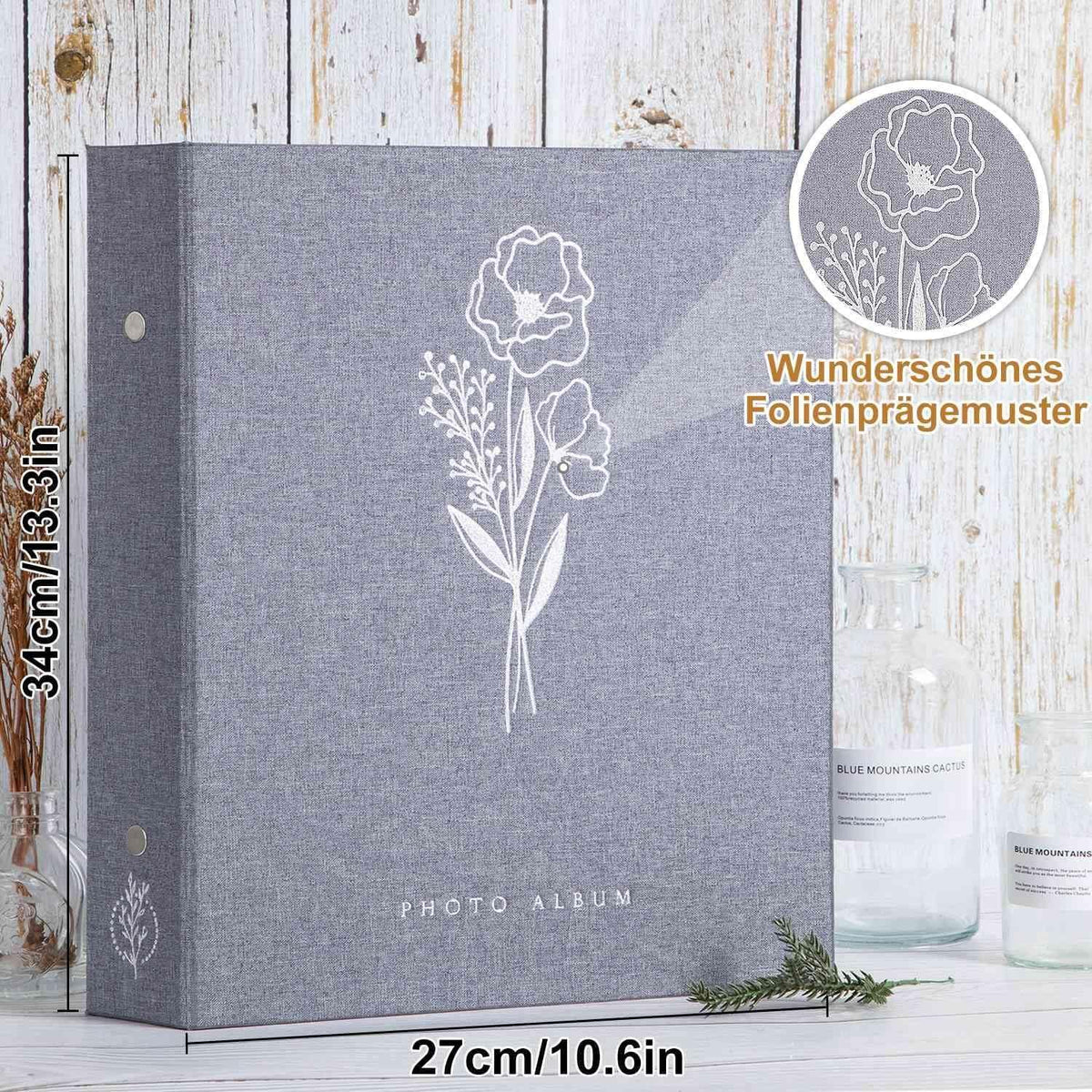 Lanpn Fotoalbum 10x15 400 Leinen Einstecken Hochformat Grau