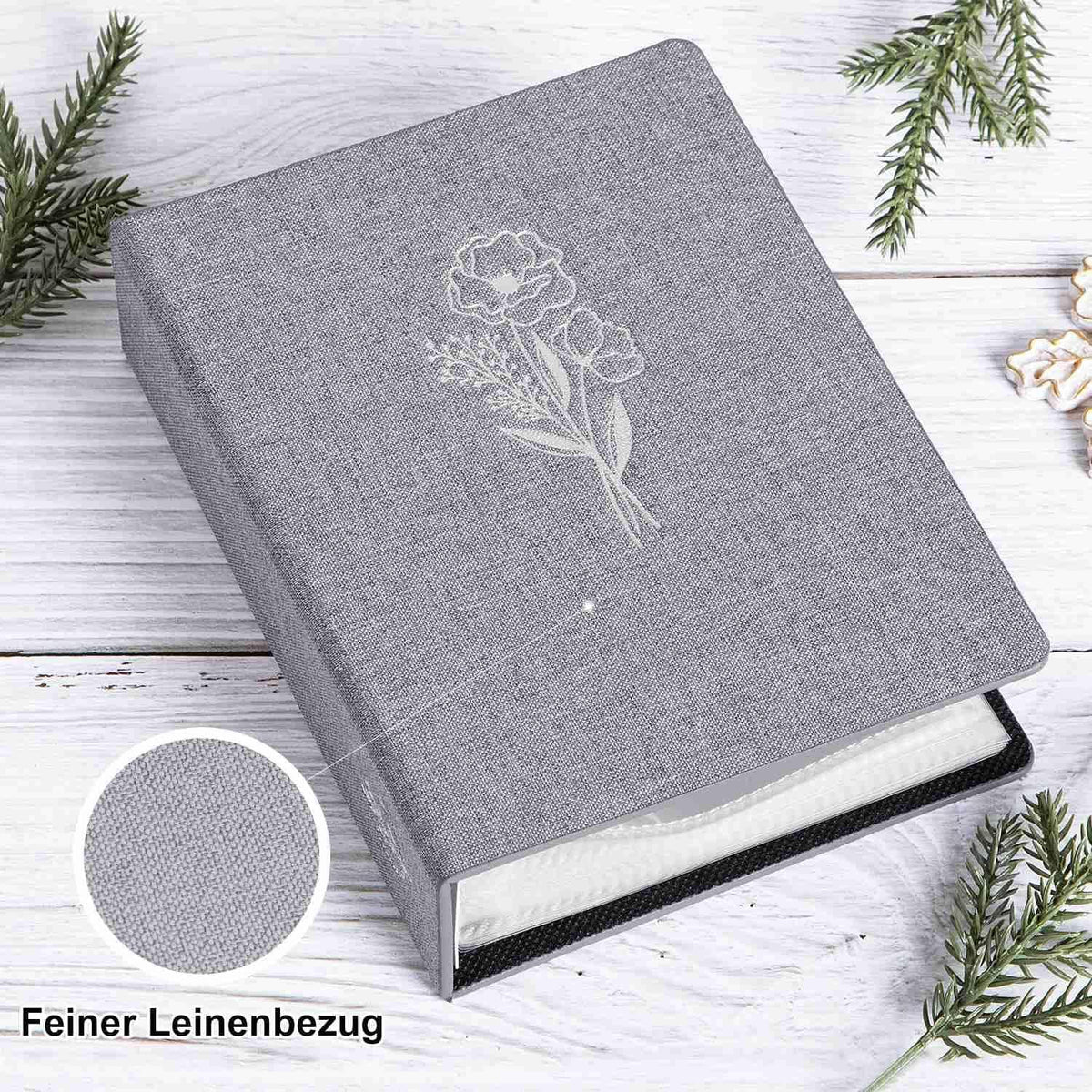 Fotoalbum 10x15 50 2er Pack Leinen Einsteckalbum Hochformat Grau