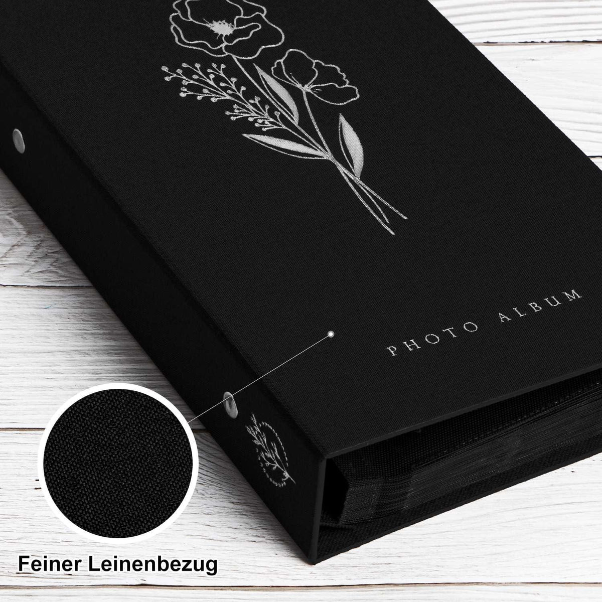 Fotorahmen 300 Taschen 10x15 Leinen Einsteckalbum Schwarz