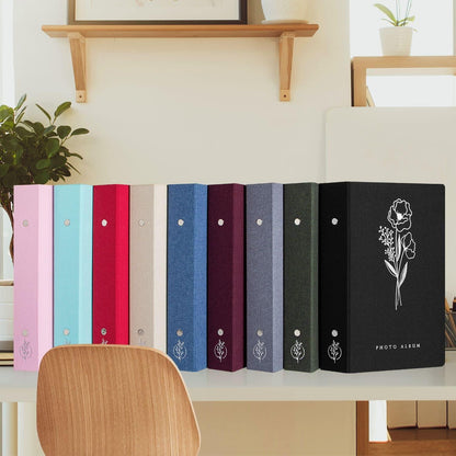 Fotoalbum 10x15 Leinen Einsteckalbum 300 Taschen für Querformat Blau