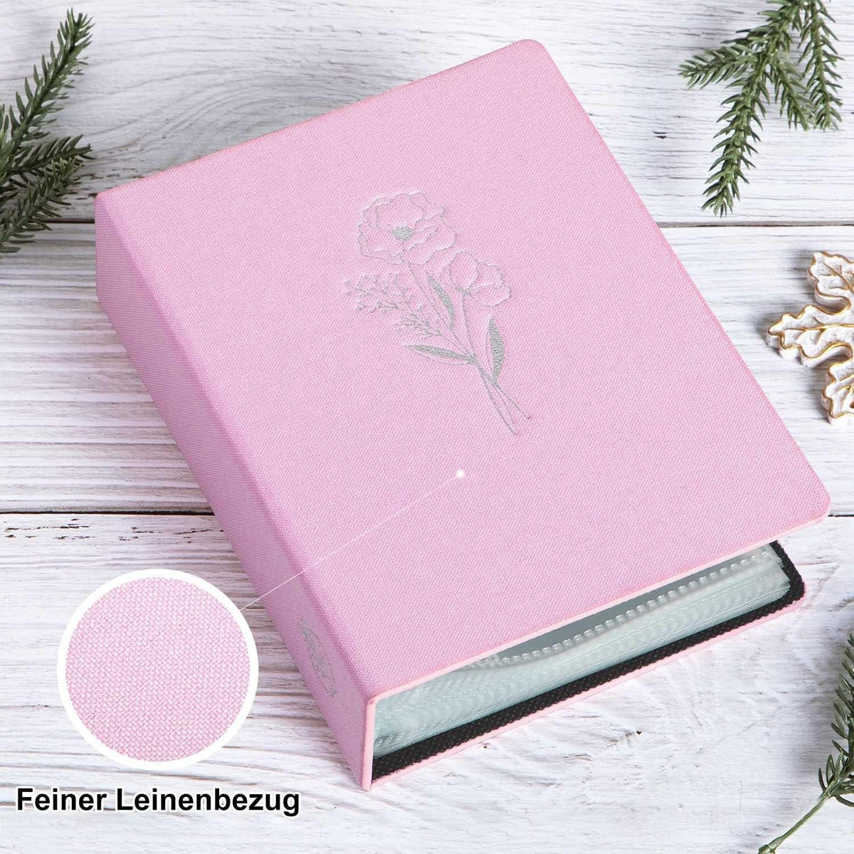 Fotoalbum 10x15cm Leinen Einsteckalbum 50 Taschen 2er Packung Rosa