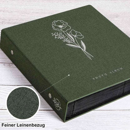 Fotoalbum 10x15cm 600 Fotos Leinen Einsteckalbum Grün