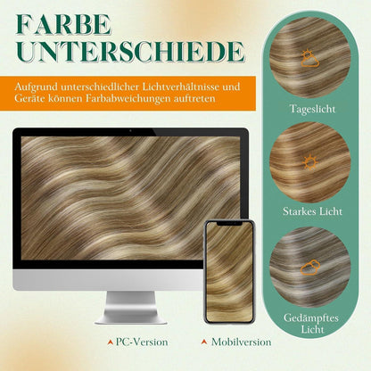 Echthaar Tape Extensions Braun Balayage Ombre Platinblond