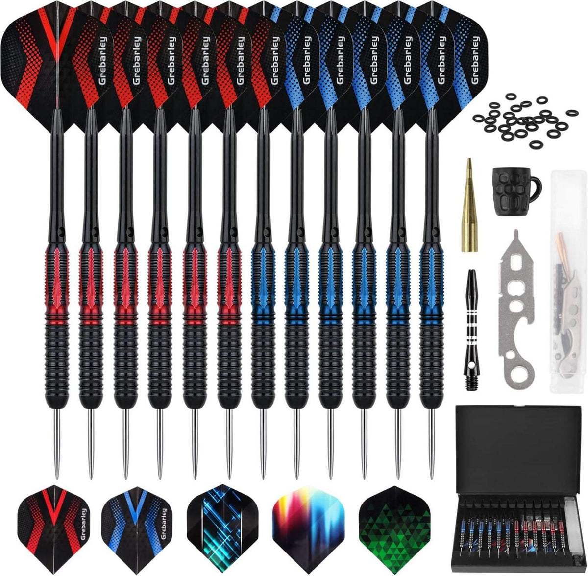 Dartpfeile Set 12 Stück Profi Steeldarts Aluminiumschaft Flights