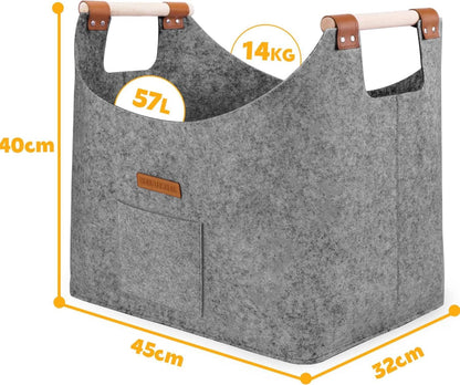 XL Brennholzkorb Filzkorb | Extra dicker Filz verstärkter