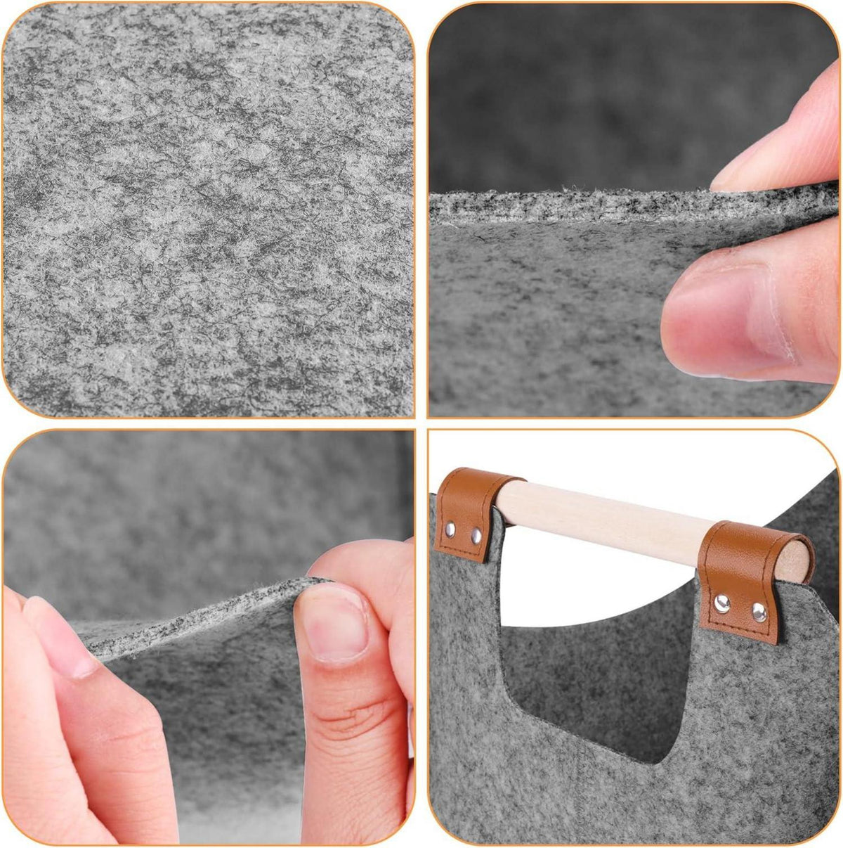 XL Brennholzkorb Filzkorb verstärkter Griff Holzkorb Filztasche
