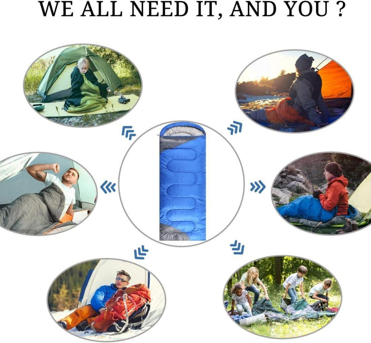 Schlafsack 3-4 Jahreszeiten Camping kompakt wasserdicht Wandern Jungen Mädchen