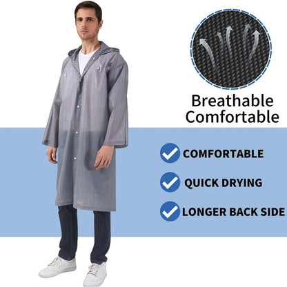 Wiederverwendbarer Regenponcho 2er-Set Wasserdicht für Damen Herren Grau