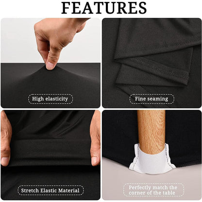 6x Schwarze Spandex Tischdecken 6 Fuß - Dehnbar & Anti-Falten