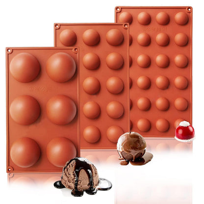 Silikonform Halbkugel 3er Set | 6, 15 & 24 Löcher zum Backen