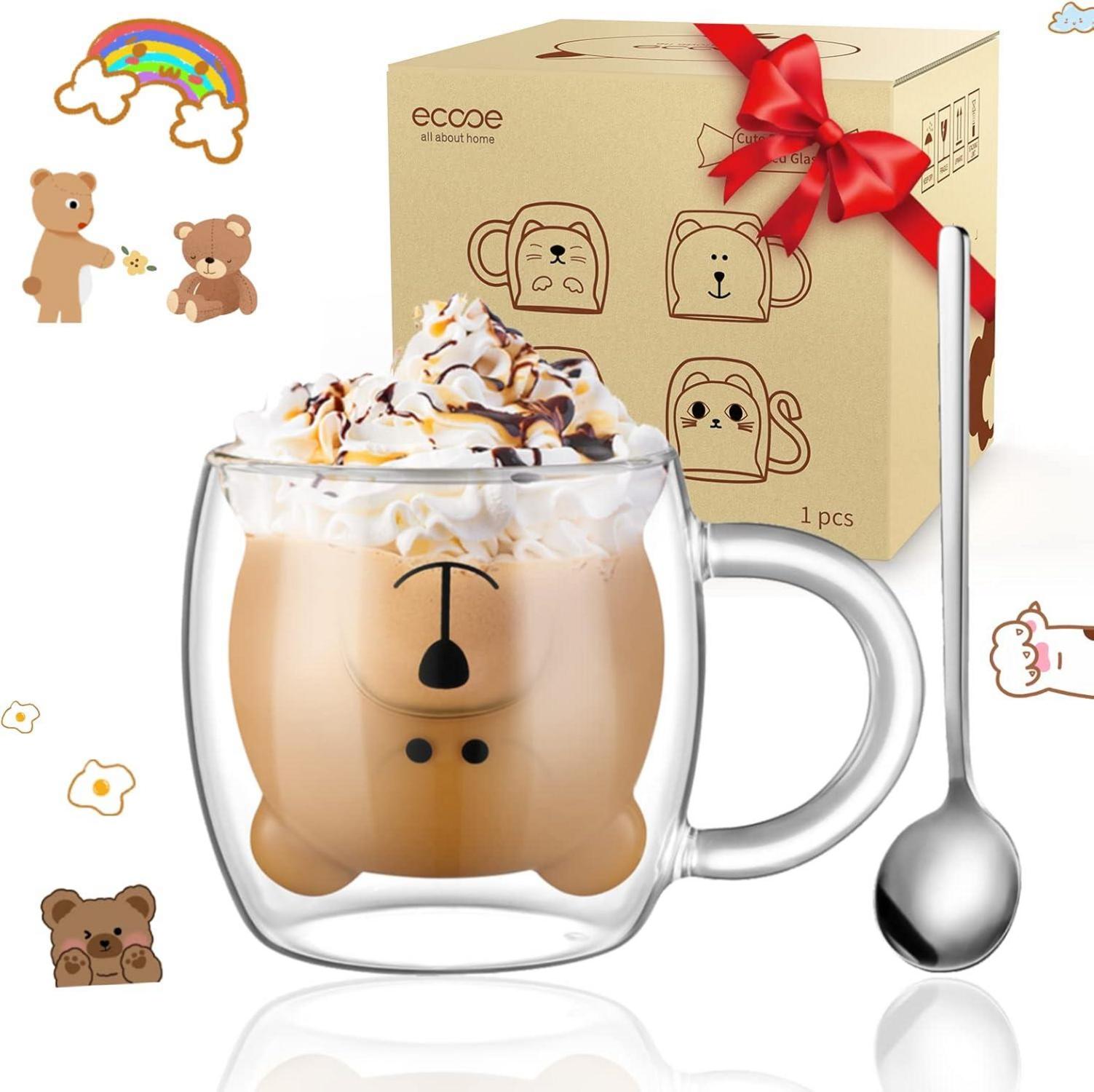 Doppelwandige Bär Gläser 280ml 2er Set Geschenk für Kinder und