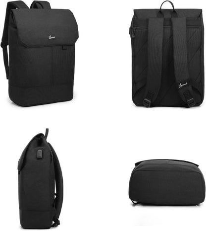 Kleiner Damen Rucksack Schwarz 14 Zoll Laptop USB Ladeanschluss wasserdicht