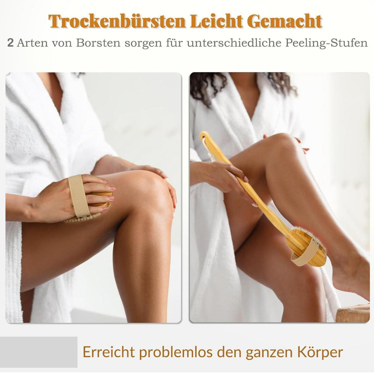 Rückenbürste Duschbürste mit Langem Stiel und 3 Ersatzaufsätzen