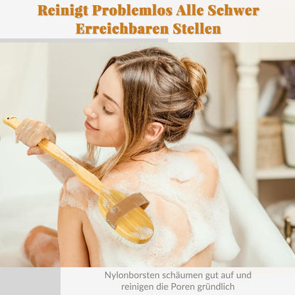 Rückenbürste Duschbürste mit langem Stiel und Ersatzaufsätzen, Körperbürste mit