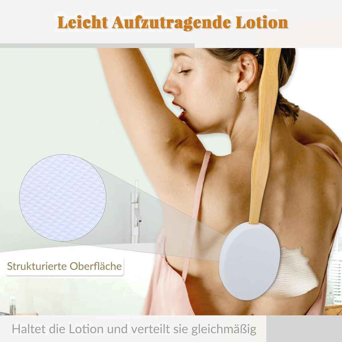 Rückenbürste Duschbürste mit Langem Stiel und 3 Ersatzaufsätzen