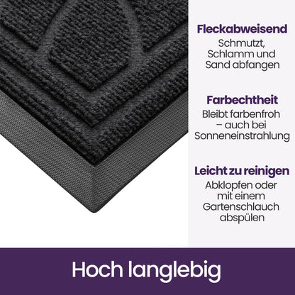 Fußmatte Outdoor 60x120 cm - Wetterfest & Rutschfest Schwarz