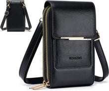 Kleine Damen Handy Umhängetasche Crossbody PU Leder Schwarz