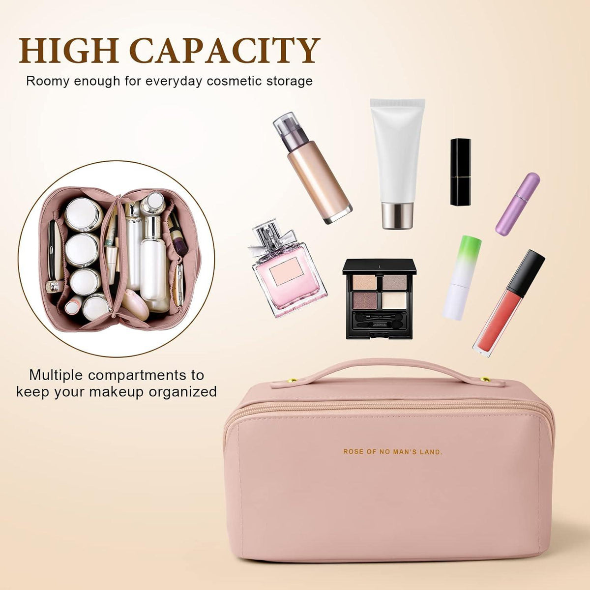 Aucuu Reise Kosmetiktasche PU Leder Make-up Tasche Große Kapazität Wasserdicht Organizer
