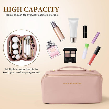 Aucuu Reise Kosmetiktasche PU Leder Make-up Tasche Große Kapazität Wasserdicht Organizer