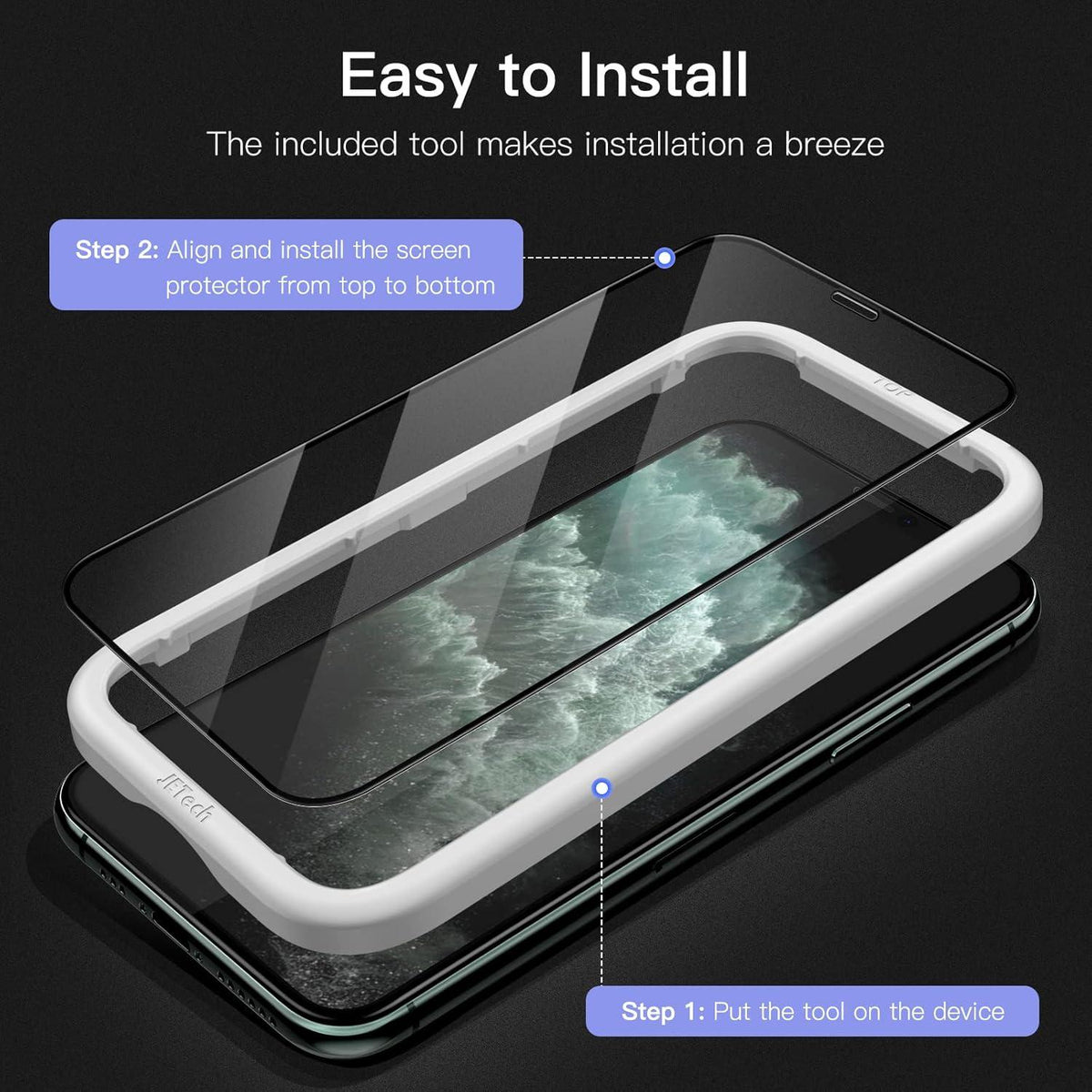 JETech Full Screen Schutzfolie für iPhone 11 Pro/X/XS 5,8 Zoll 3 Stück