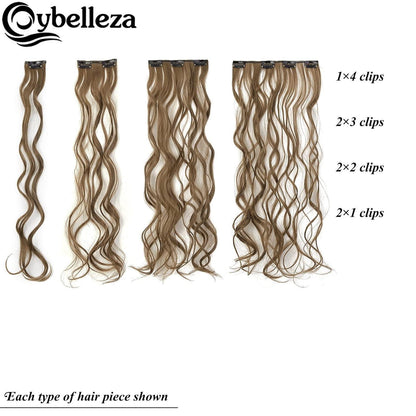 Welliges Haarverlängerung Clip-In, Goldbraun, 50cm Synthetik