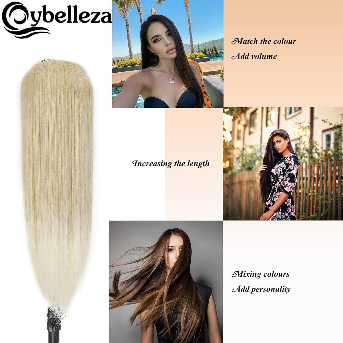 Clip-In Haarverlängerung glatt, 60cm Naturblond Ombre