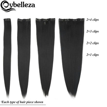 Clip-In Haarverlängerung Echthaar-Optik, 60cm Schwarz