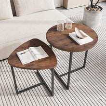 Couchtisch Rund 2er Set Schwarz Braun Holz Metall Design