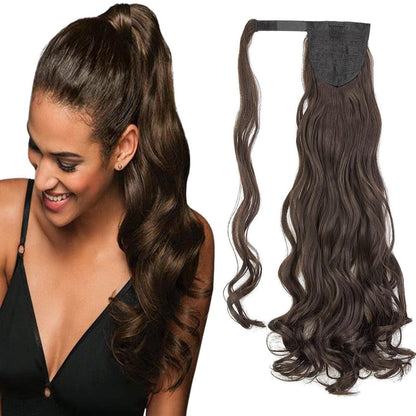 Pferdeschwanz Extension 60cm – Wellig, Lockig, Glatt – Mittelbraun