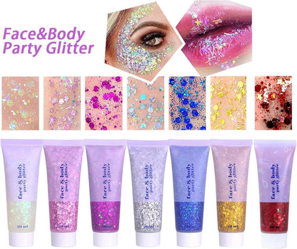 Prreal Chunky Glitter Gel 50ml Face Body Sequins Shimmer Holographic Makeup