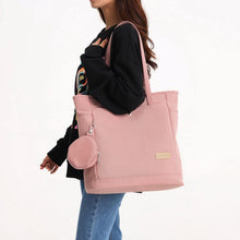 Damen Shopper Handtasche Groß mit Münzbeutel Rosa