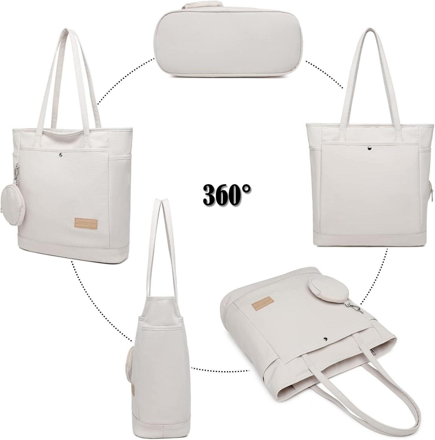 Damen Handtasche Groß mit Kleingeldbörse und Reißverschluss Beige