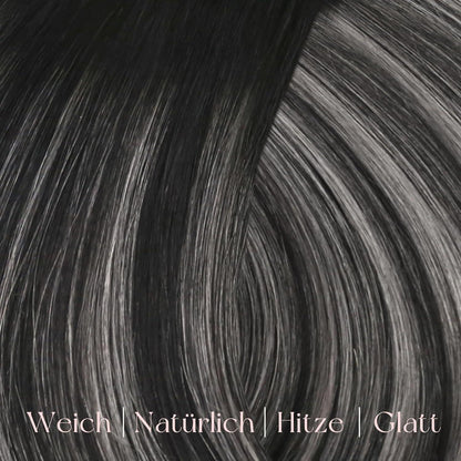 Balayage Clip-in Extensions Schwarz Silber Echthaar 55cm
