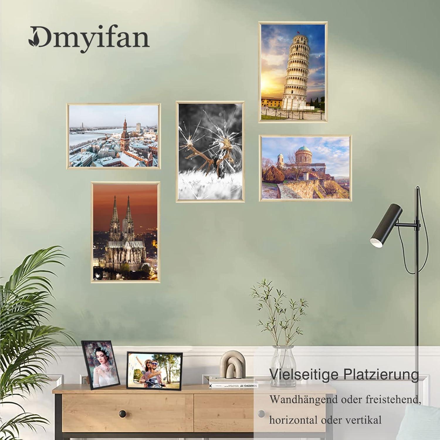 5er Set Fotorahmen DIN Plexi-Glas Wohnzimmer Eiche Holz