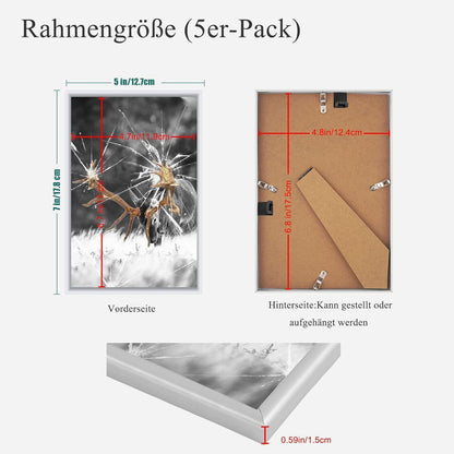 5er Set Weiß Fotorahmen DIN 7 Inches Wohnzimmer Dekor