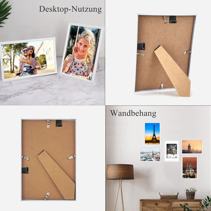 Dmyifan 5er Set Weiß Fotorahmen DIN 7 Inches Plexi-Glas Portraitrahmen Wohnzimmer Galeriewand
