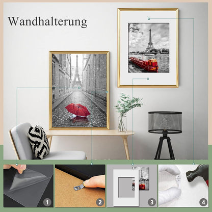 Gold Fotorahmen 5er Set Plexi-Glas DIN 7 Inches Portraitrahmen