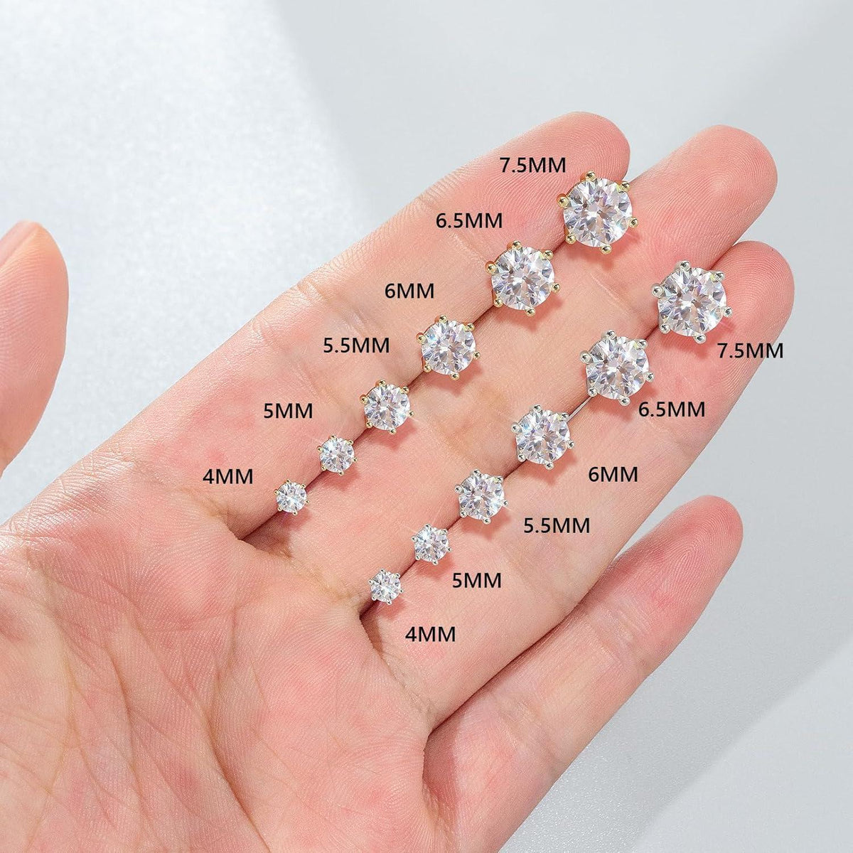 Moissanite Ohrringe 925 Silber 1,6 ct D VVS1 6 mm Weißgold