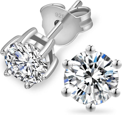 Moissanit Diamant Ohrstecker Silber 925 Damen 1,6 ct VVS1 Weißgold 6-Krappen
