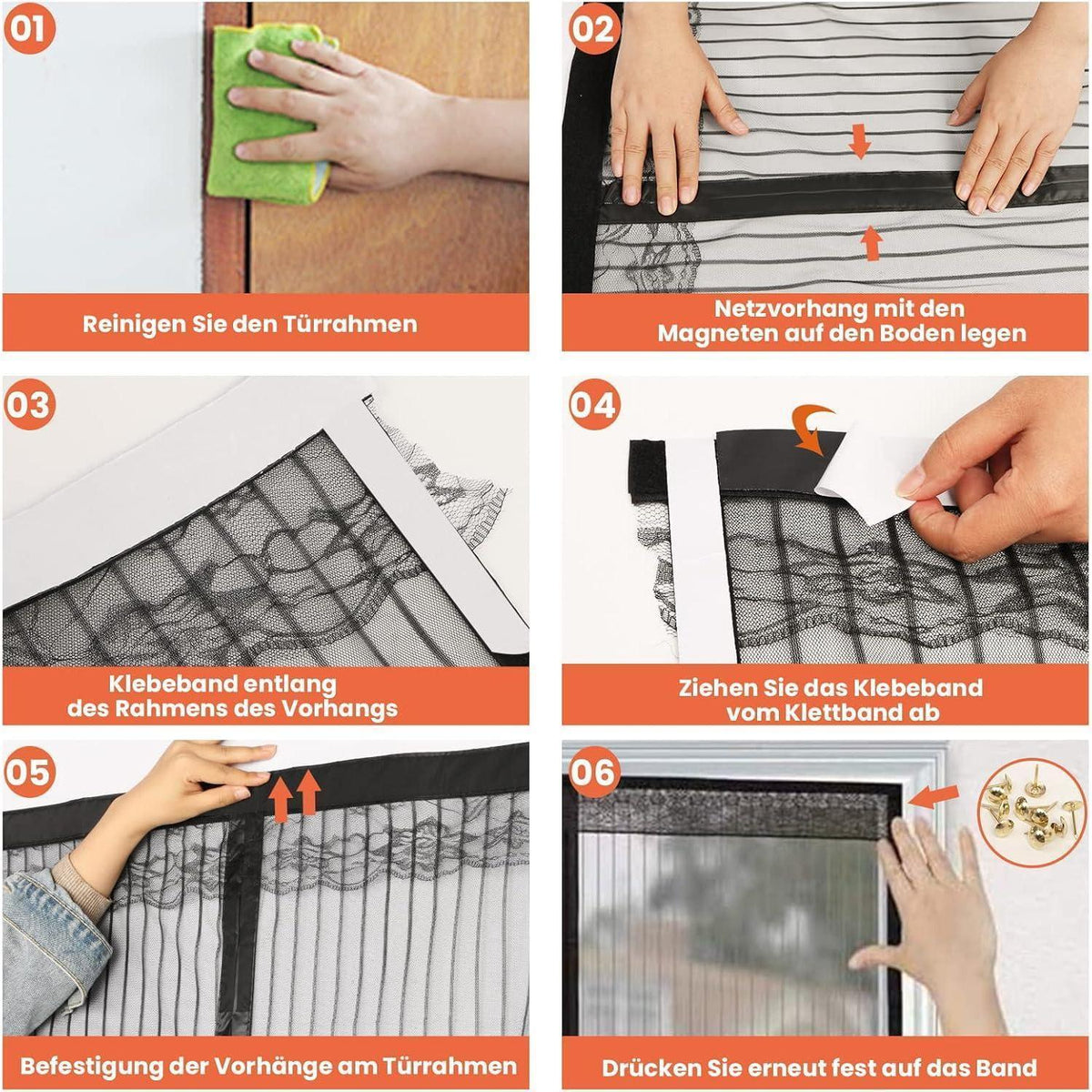 Magnetisches Fliegengitter für Tür 120x240cm – Insektenschutz ohne Bohren