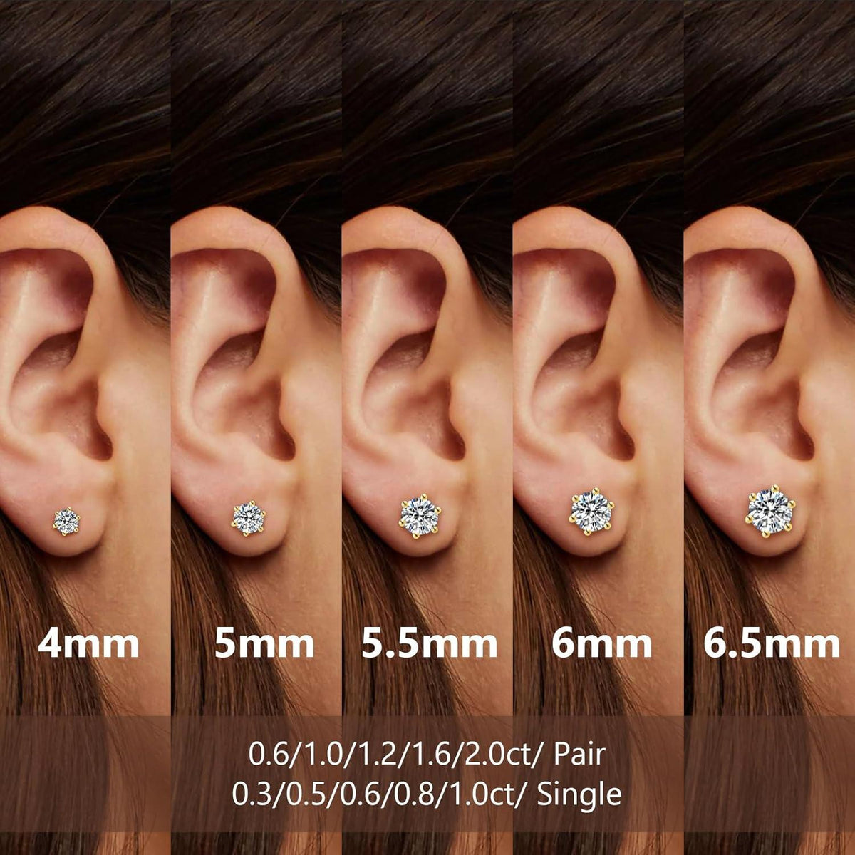 Moissanite Ohrringe 925 Silber 0,6-3 Karat Diamant VVS1 Farbe 14K Gold